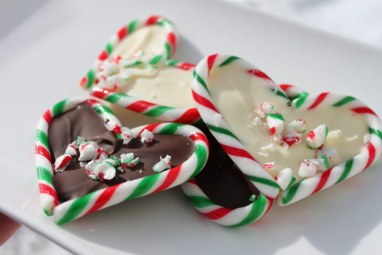 Candy Cane Chocolate Hearts