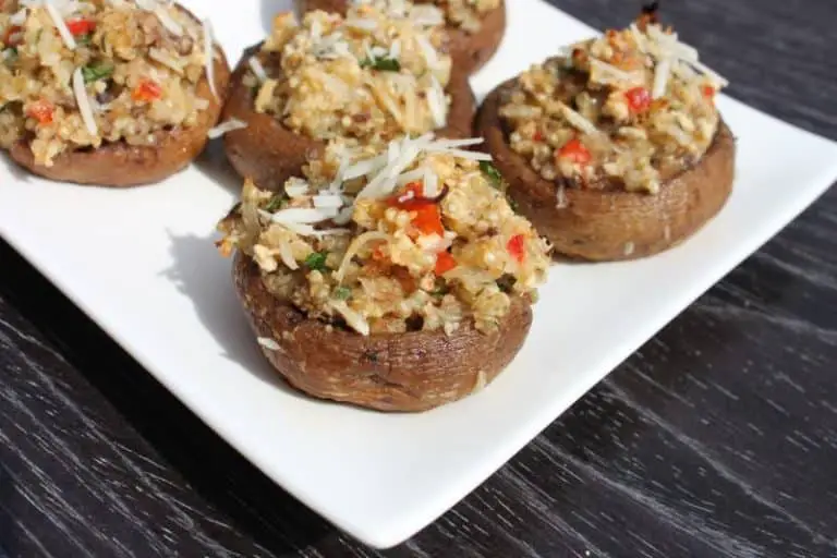 Quinoa-Stuffed Mushrooms with Peppadews